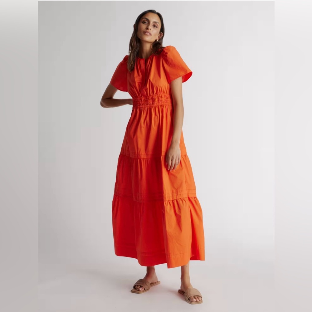 Quince 100% Organic Cotton Poplin Tiered Maxi Dress